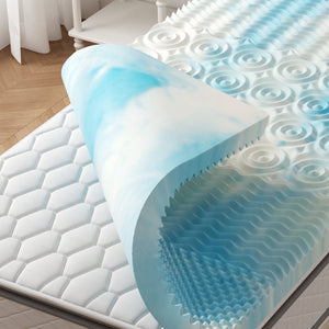 Sweetcrispy Memory Foam Mattress Topper, 5-Zone Pressure Relief with Cooling Gel & Ventilated Design, Bed Topper for Sleep Support