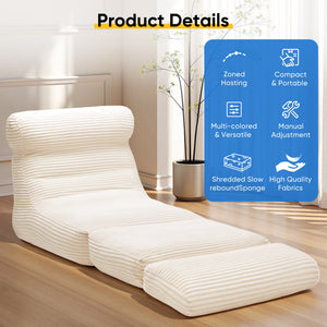 edx Folding Sofa Bed, 3 in 1 Convertible Sofa with Back Support, Portable Folding Chair Bed, Living Room Bedroom Comfortable Floor Sofa Lounge, Single Bed