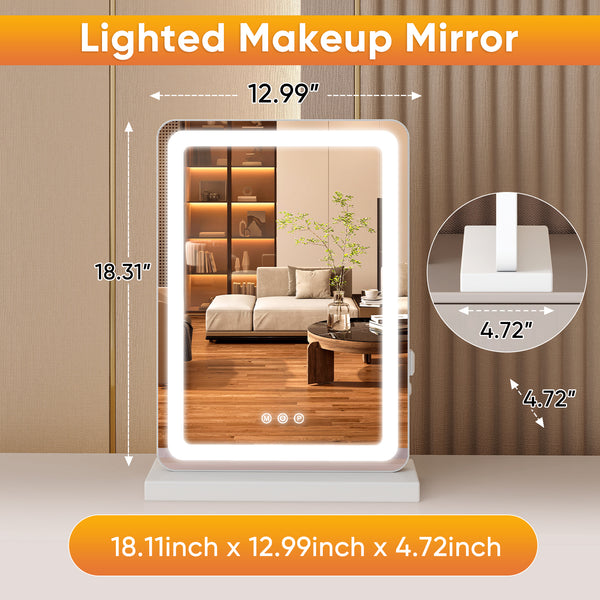 Sweetcrispy Touchscreen LED-lit Makeup Mirror for Bedroom