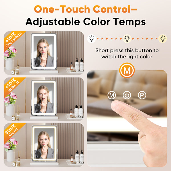 Sweetcrispy Touchscreen LED-lit Makeup Mirror for Bedroom