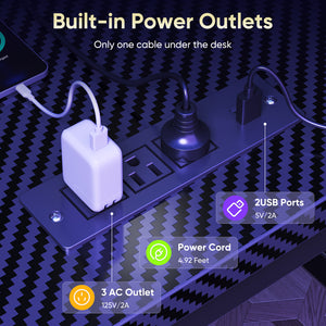 Sweetcrispy L-Shaped Gaming Desk with Monitor Stand, LED Lights & Power Outlets