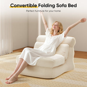 edx Folding Sofa Bed, 3 in 1 Convertible Sofa with Back Support, Portable Folding Chair Bed, Living Room Bedroom Comfortable Floor Sofa Lounge, Single Bed