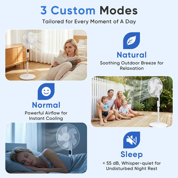 Sweetcrispy Pedestal Fan with Remote Control