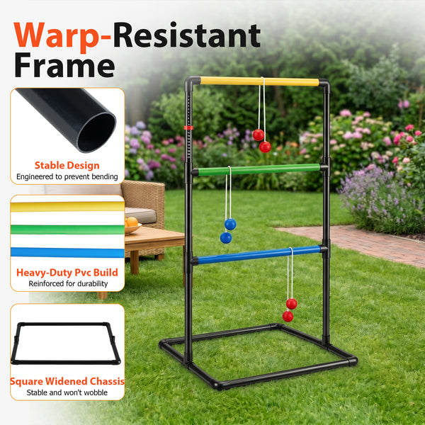 Sweetcrispy Ladder Ball Game Set Portable Ladder Toss for Backyard Tailgates Campsites and Family Fun