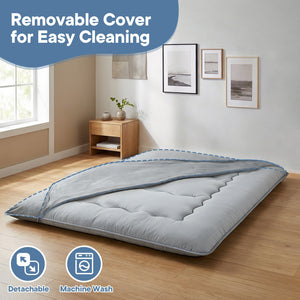 Sweetcrispy Japanese Floor Mattress with Washable Cover, Folding Memory Foam Sleeping Mat for Dorm, Camping & Guest Room