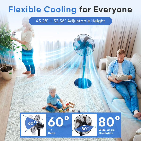Sweetcrispy Pedestal Fan with Remote Control