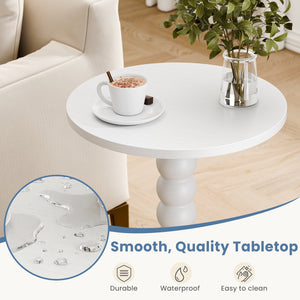 Sweetcrispy Round Side Table, Compact Wood Accent End Table with Waterproof Top for Sofa, Bedside, Corners & Small Space