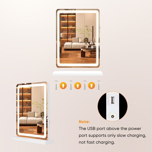Sweetcrispy Touchscreen LED-lit Makeup Mirror for Bedroom