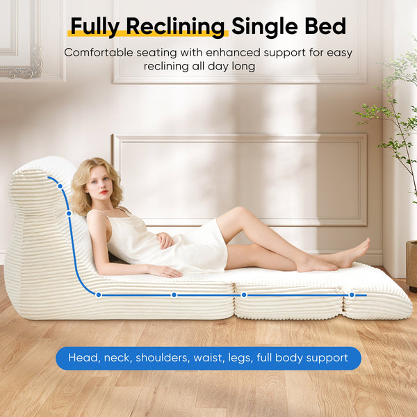 edx Folding Sofa Bed, 3 in 1 Convertible Sofa with Back Support, Portable Folding Chair Bed, Living Room Bedroom Comfortable Floor Sofa Lounge, Single Bed