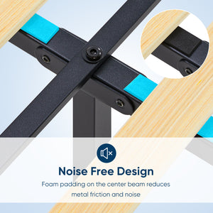 Sweetcrispy Fabric Upholstered Platform Bed Frame with Adjustable Headboard