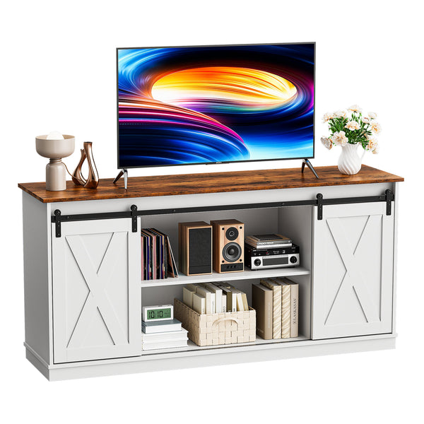 EDX TV Stand for 32-65 Inch TV Farmhouse Entertainment Center with Storage Cabinets