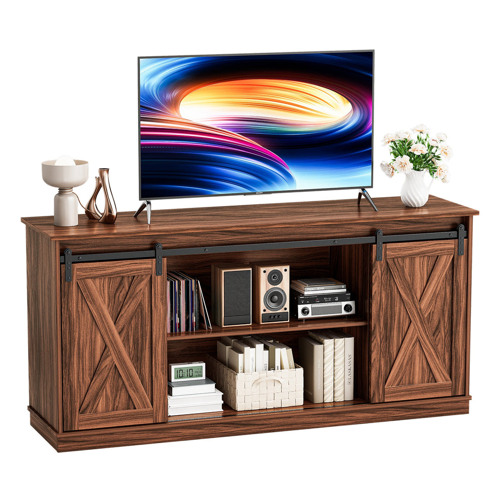 EDX TV Stand for 32-65 Inch TV Farmhouse Entertainment Center with Storage Cabinets
