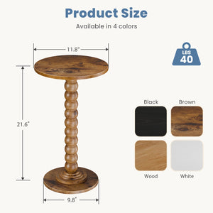 Sweetcrispy Round Side Table, Compact Wood Accent End Table with Waterproof Top for Sofa, Bedside, Corners & Small Space