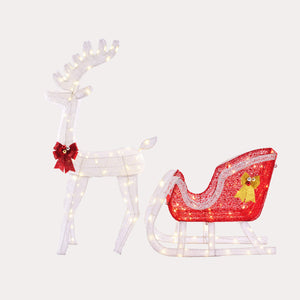 Sweetcrispy LED Reindeer Sleigh Set - Outdoor Christmas Decor