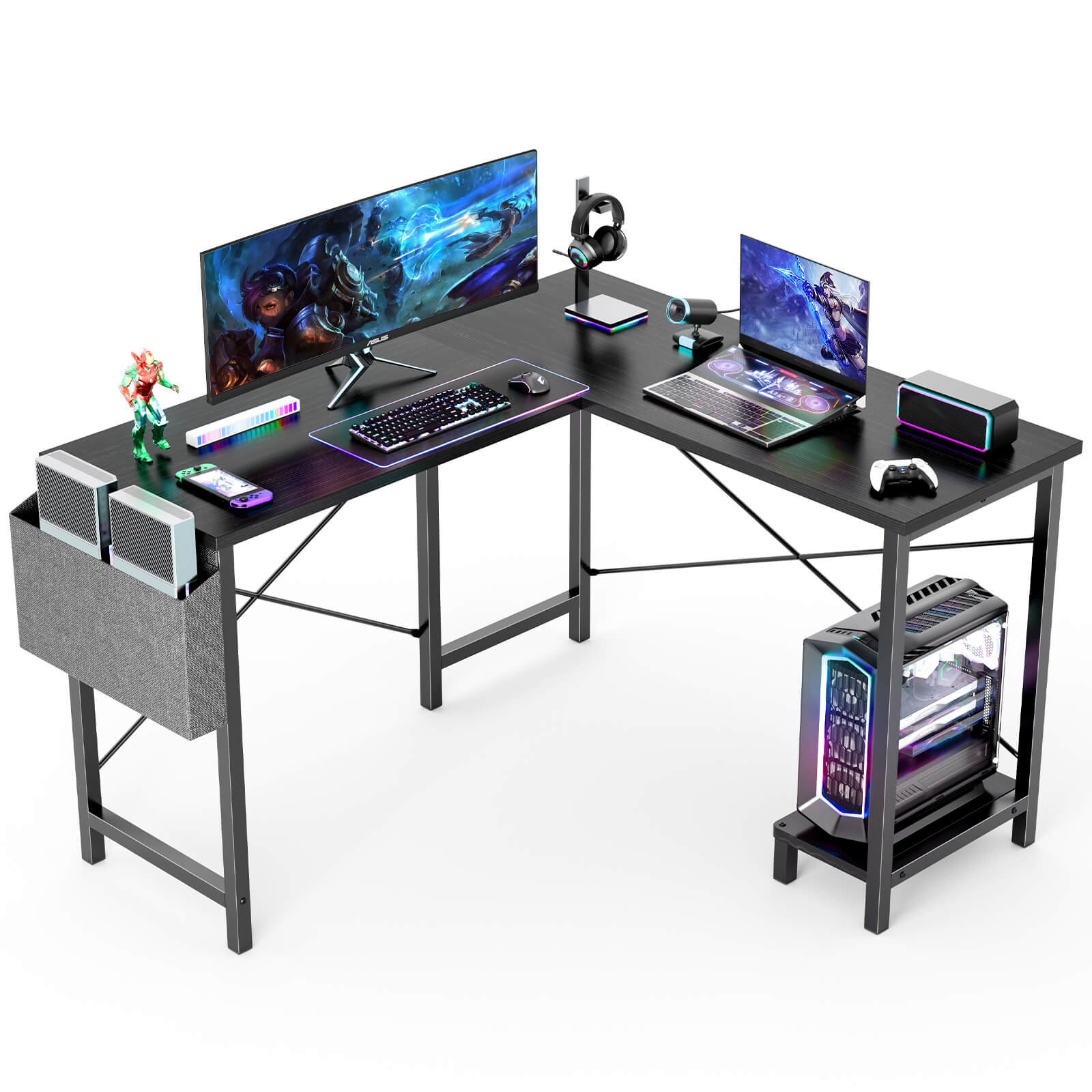 Sweetcrispy Play Table, L-Shape with Stand Side Pocket for Home