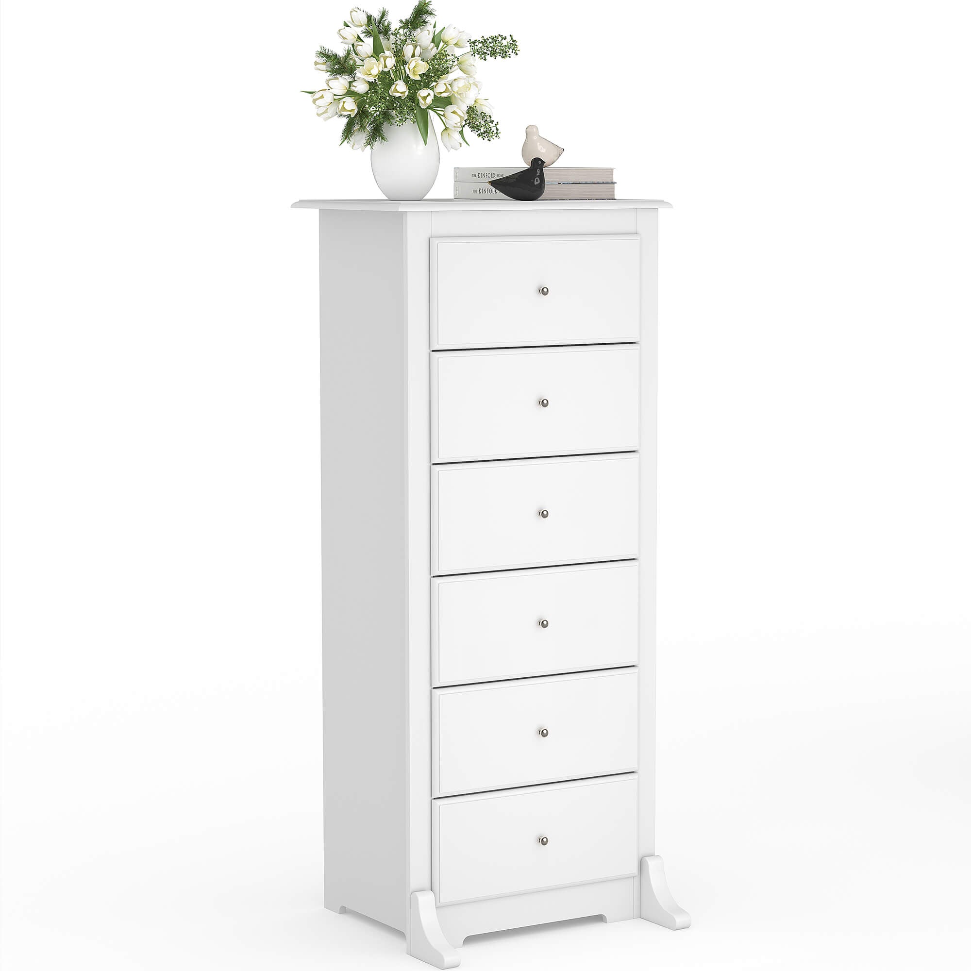 Sweetcrispy Tall 6-Drawer Wooden Dresser for Bedroom and Living Room White Sweetcrispy Tall 6-Drawer Wooden Dresser for Bedroom and Living Room White