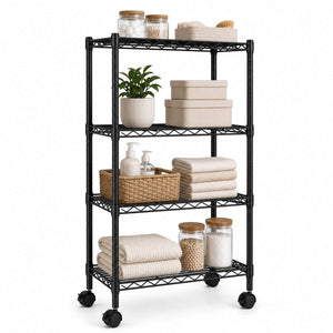 Sweetcrispy Heavy Duty Rolling Wire Storage Shelves for Kitchen/Pantry/Basement