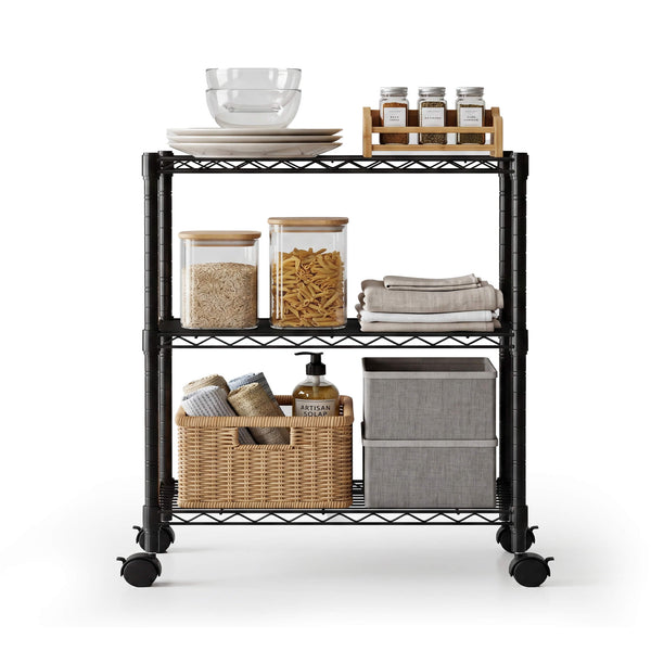 Sweetcrispy Heavy Duty Rolling Wire Storage Shelves for Kitchen/Pantry/Basement