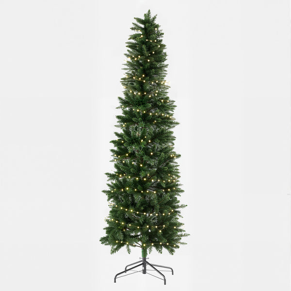 Sweetcrispy Luxury Pre-Decorated Artificial Fir Christmas Pencil Tree with Lights