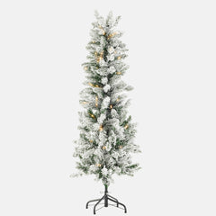 Sweetcrispy Luxury Pre-Decorated Artificial Fir Christmas Pencil Tree with Lights