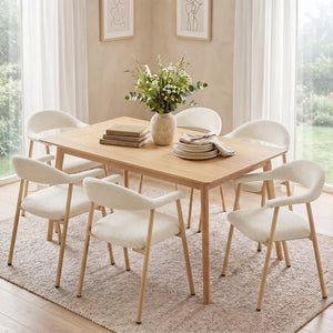 Sweetcrispy Linen-Upholstered Ergonomic Dining Chairs Set of 2