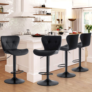 Sweetcrispy Faux Leather Diamond-Quilted Bar Stool-set of 2