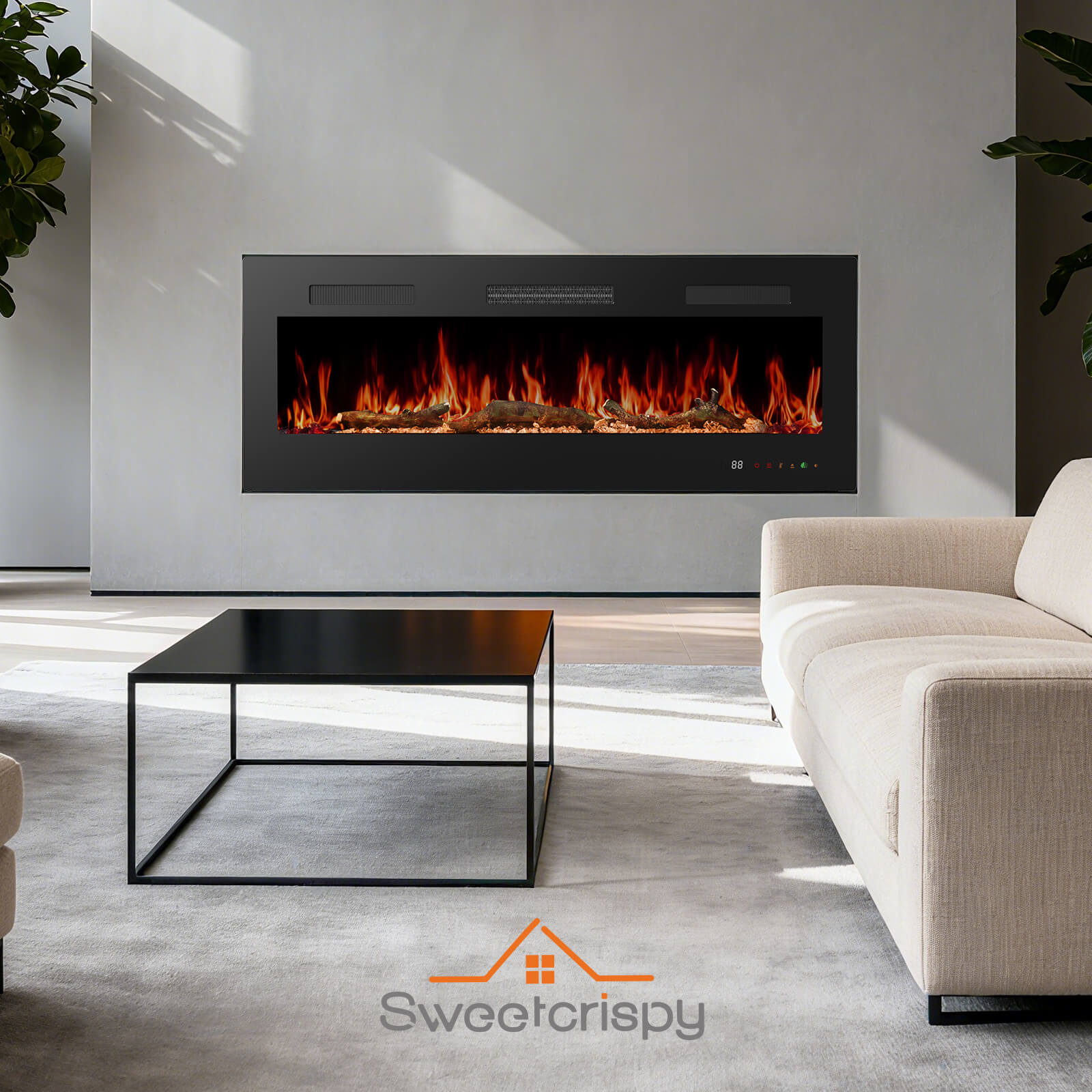 Sweetcrispy Smart Electric Fireplace for Indoor Use