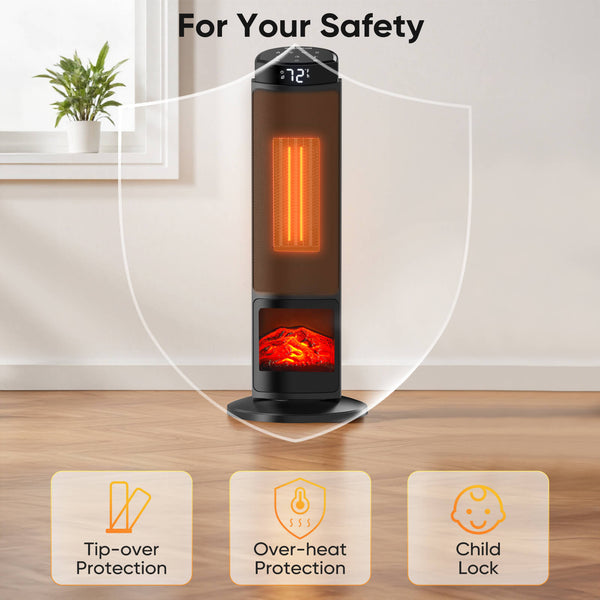 Sweetcrispy HaloFlame Electric Fireplace Tower Heater