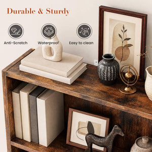 Sweetcrispy Adjustable Bookshelf, Freestanding Bookcase with Storage