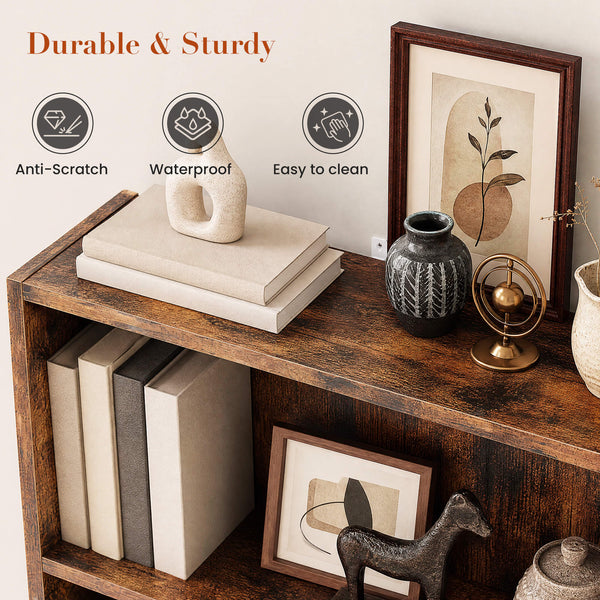 Sweetcrispy Adjustable Bookshelf, Freestanding Bookcase with Storage