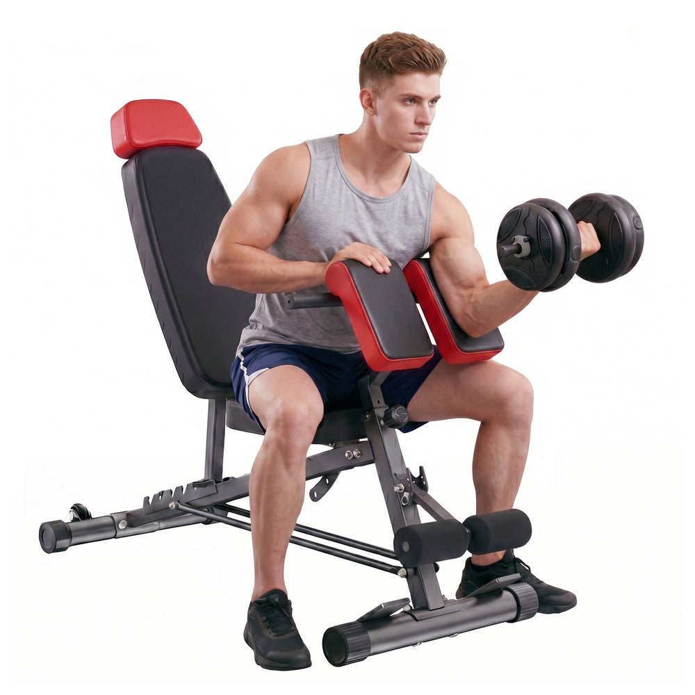 Sweetcrispy Foldable Weight Bench, 6-Position Incline Decline for Home Gym