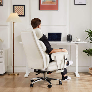 Sweetcrispy Computer Chair Leather with Leg Rest for Office