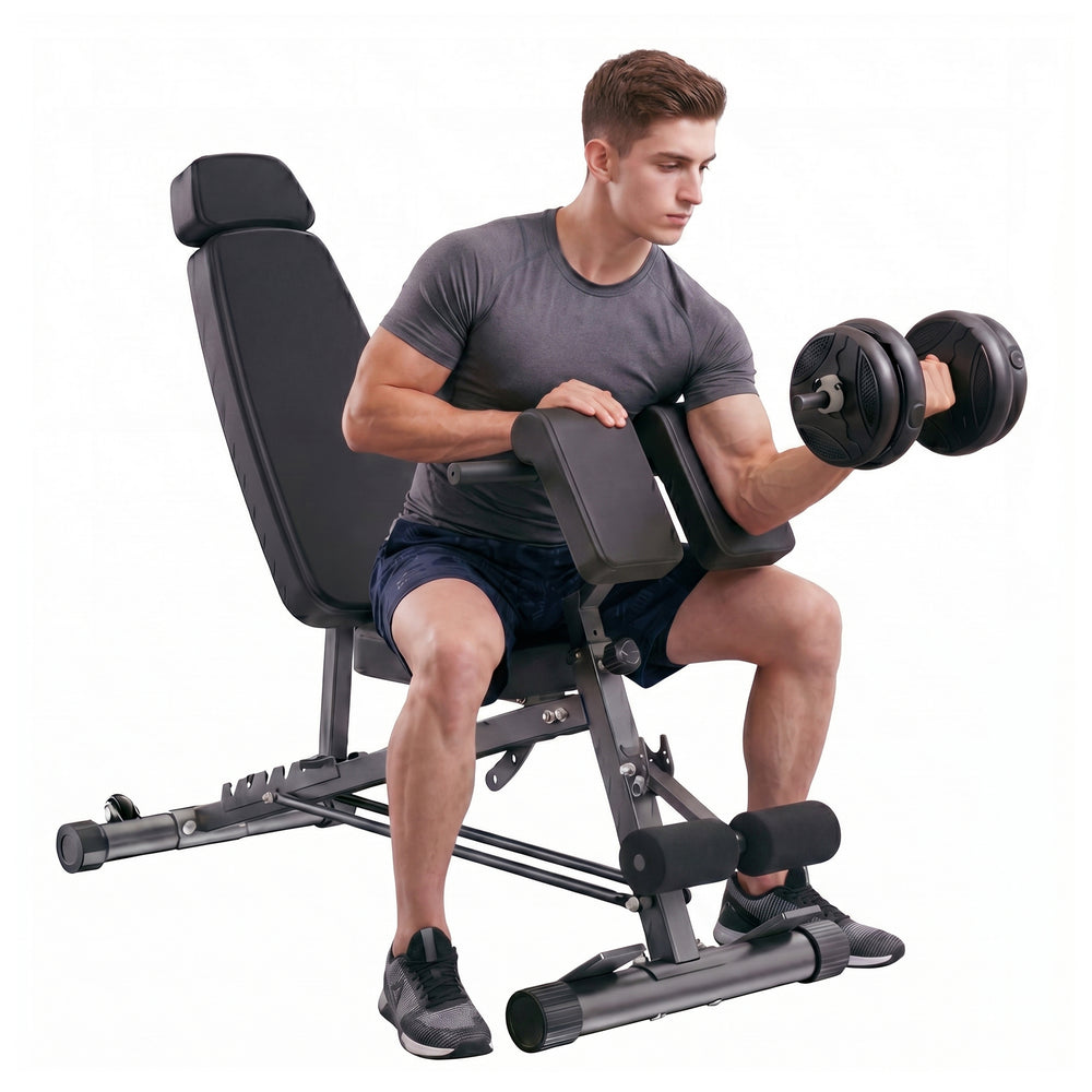 Sweetcrispy Foldable Weight Bench, 6-Position Incline Decline for Home Gym