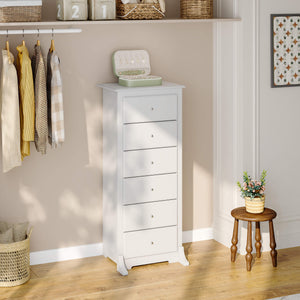 Sweetcrispy Tall 6-Drawer Wooden Dresser for Bedroom and Living Room