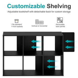 EDX Storage Organizer, Open Cube Storage Bookcase with 3 Removable Back Panels for Living Room, Bedroom & Office