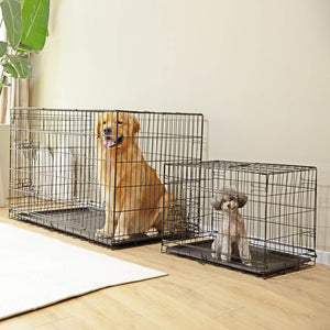 Sweetcrispy Dog Crate Double Door with Divider Foldable Indoor/Outdoor
