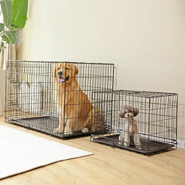 Sweetcrispy Dog Crate Double Door with Divider Foldable Indoor/Outdoor