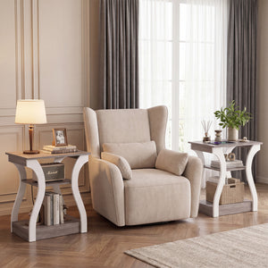 Sweetcrispy 3-Tier End Table with Charging Station for Living Room & Bedroom