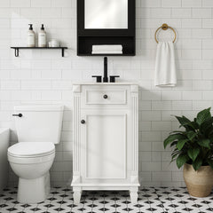 Sweetcrispy Freestanding Bathroom Vanity with Sink, 1 Door and Multiple Drawers