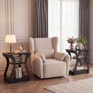 Sweetcrispy 3-Tier End Table with Charging Station for Living Room & Bedroom