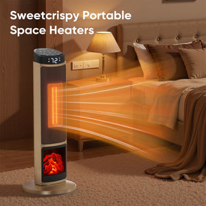 Sweetcrispy HaloFlame Electric Fireplace Tower Heater