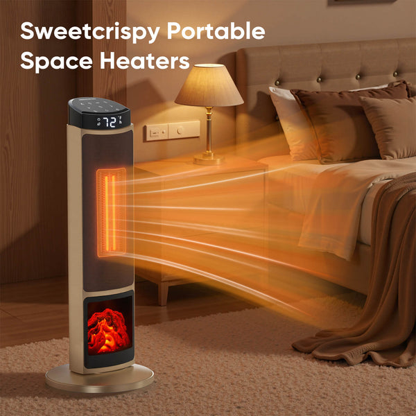 Sweetcrispy HaloFlame Electric Fireplace Tower Heater