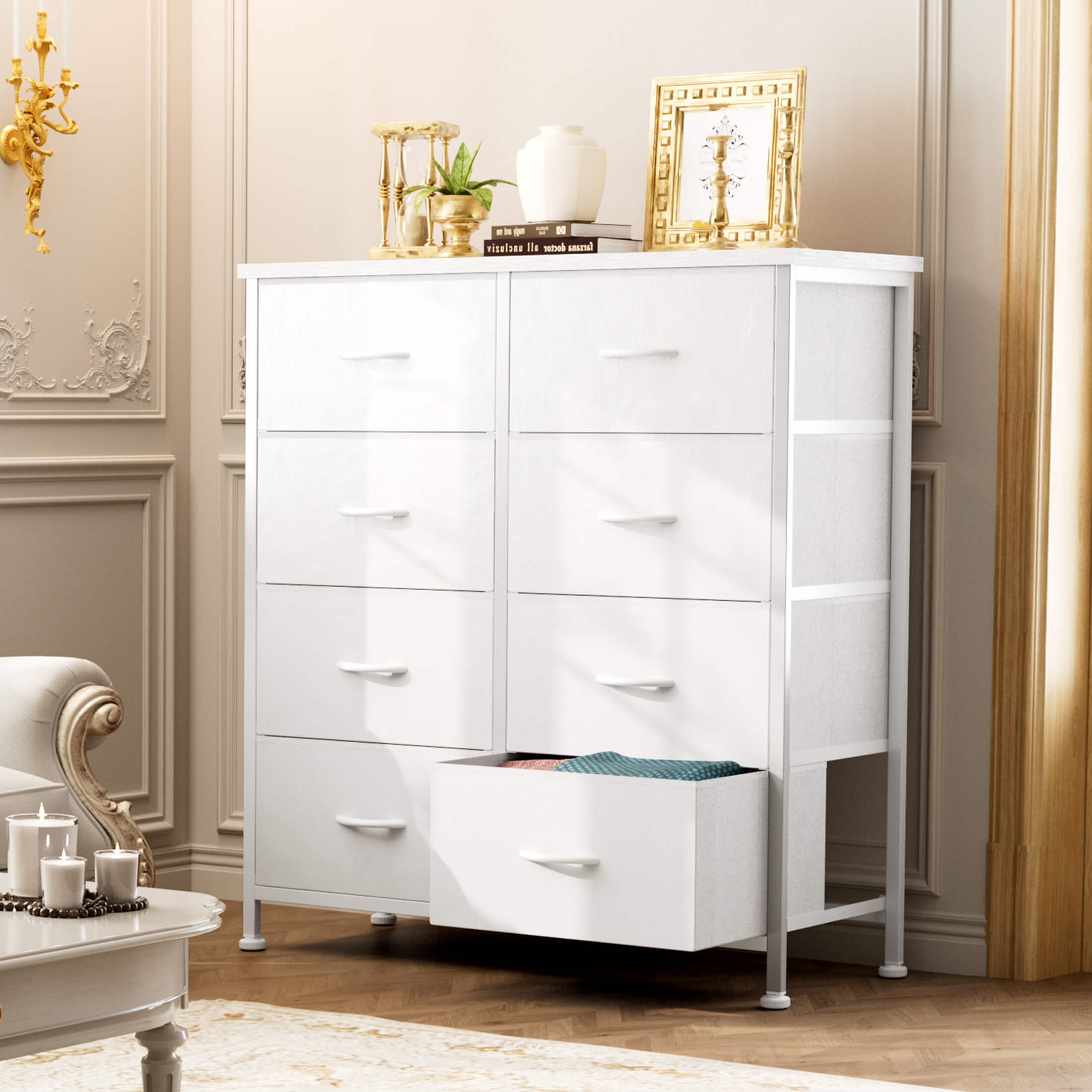 Sweetcrispy Dresser - Dresser for Bedroom Drawer Dresser Organizer Storage Drawers Fabric Storage Tower with 8 Drawers, Chest of Drawers wit Sweetcrispy Dresser - Dresser for Bedroom Drawer Dresser Organizer Storage Drawers Fabric Storage Tower with 8 Drawers, Chest of Drawers wit