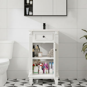 Sweetcrispy Freestanding Bathroom Vanity with Sink, 1 Door and Multiple Drawers