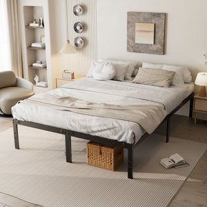 Sweetcrispy Heavy Duty Metal Bed Frame with Under-Bed Storage for Bedroom