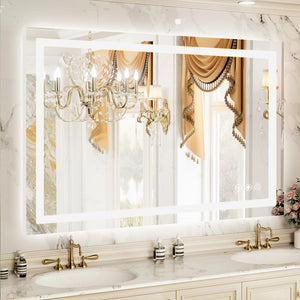 Sweetcrispy Rectangular LED Bathroom Mirror with Anti-Fog & Touch Control