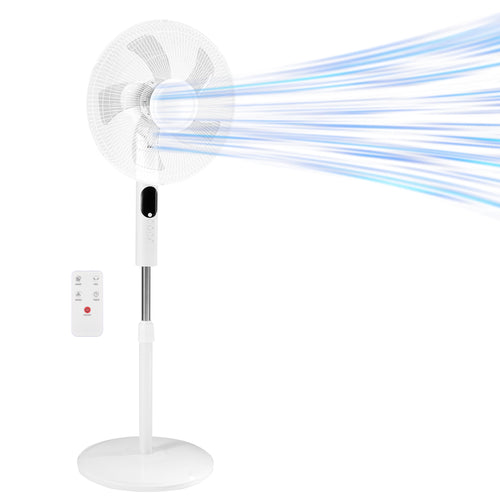 Sweetcrispy 16" Pedestal Fan with Remote, 3-Speed, 80° Oscillating, Height Adjustable, 15H Timer, Quiet Energy-Efficient