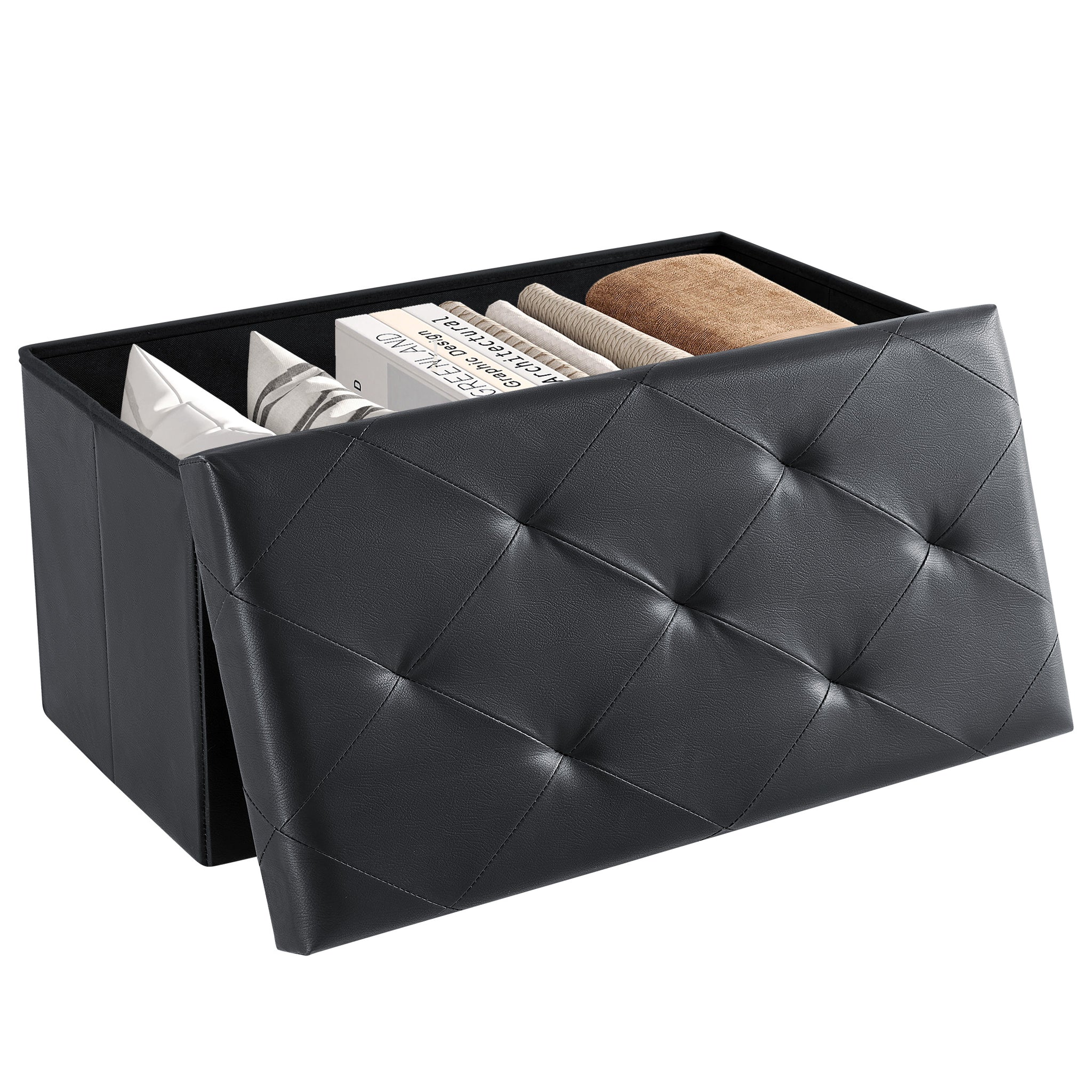 EDX PVC Ottoman Bench, Folable Storage Bench for Bedroom,Ottoman Foot Rest Bench for Livingroom, Entryway – EDX