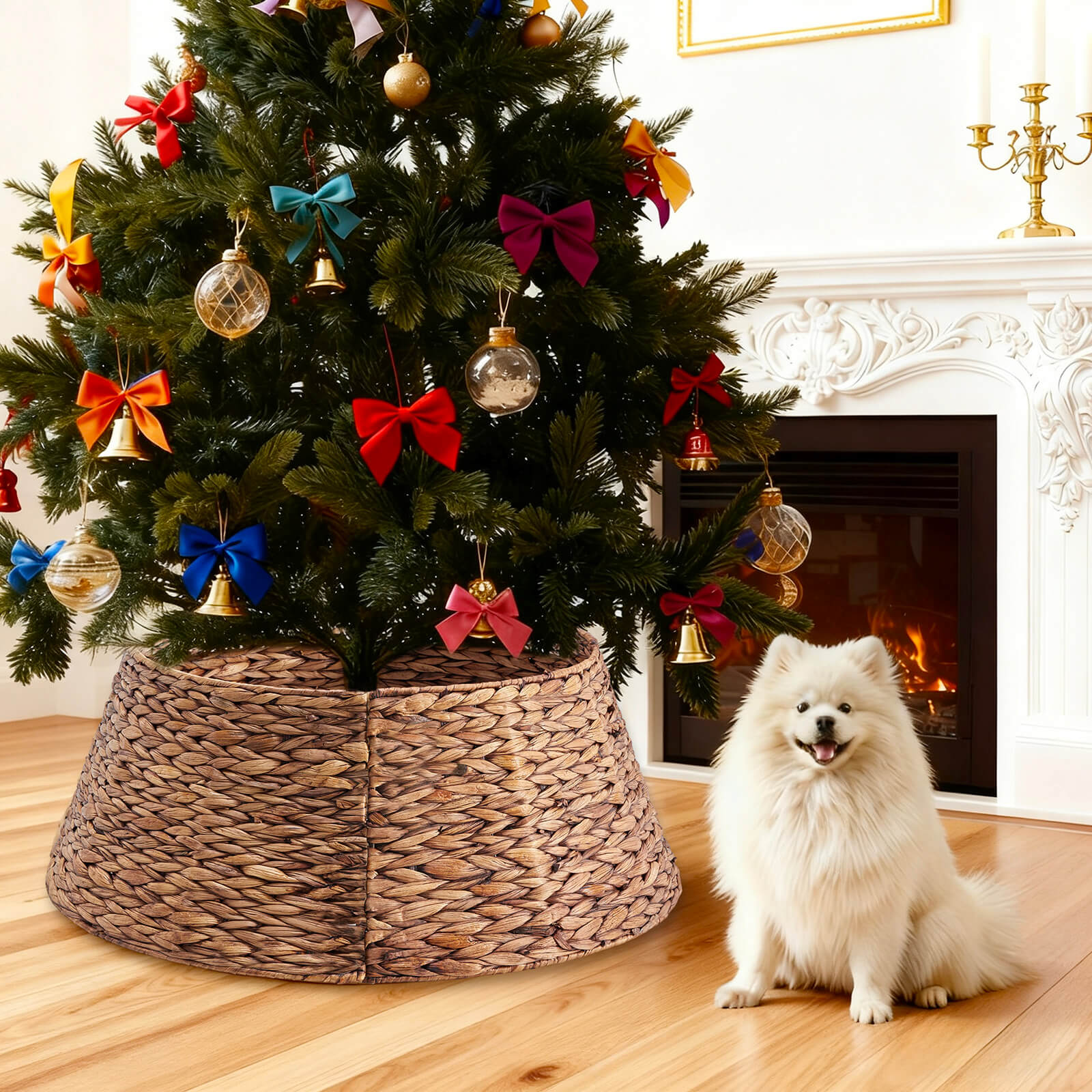 Hand-woven Christmas tree skirt Foldable -Tool-Free-Wrought Iron – sweetcrispy