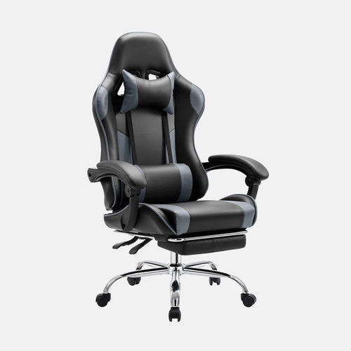 Sweetcrispy Gaming Chair with Footrest Upholstered Armrests for Home Office